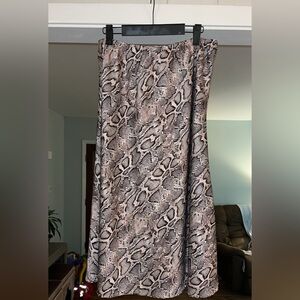 French Connection Beige Snake Pattern Midi Skirt
